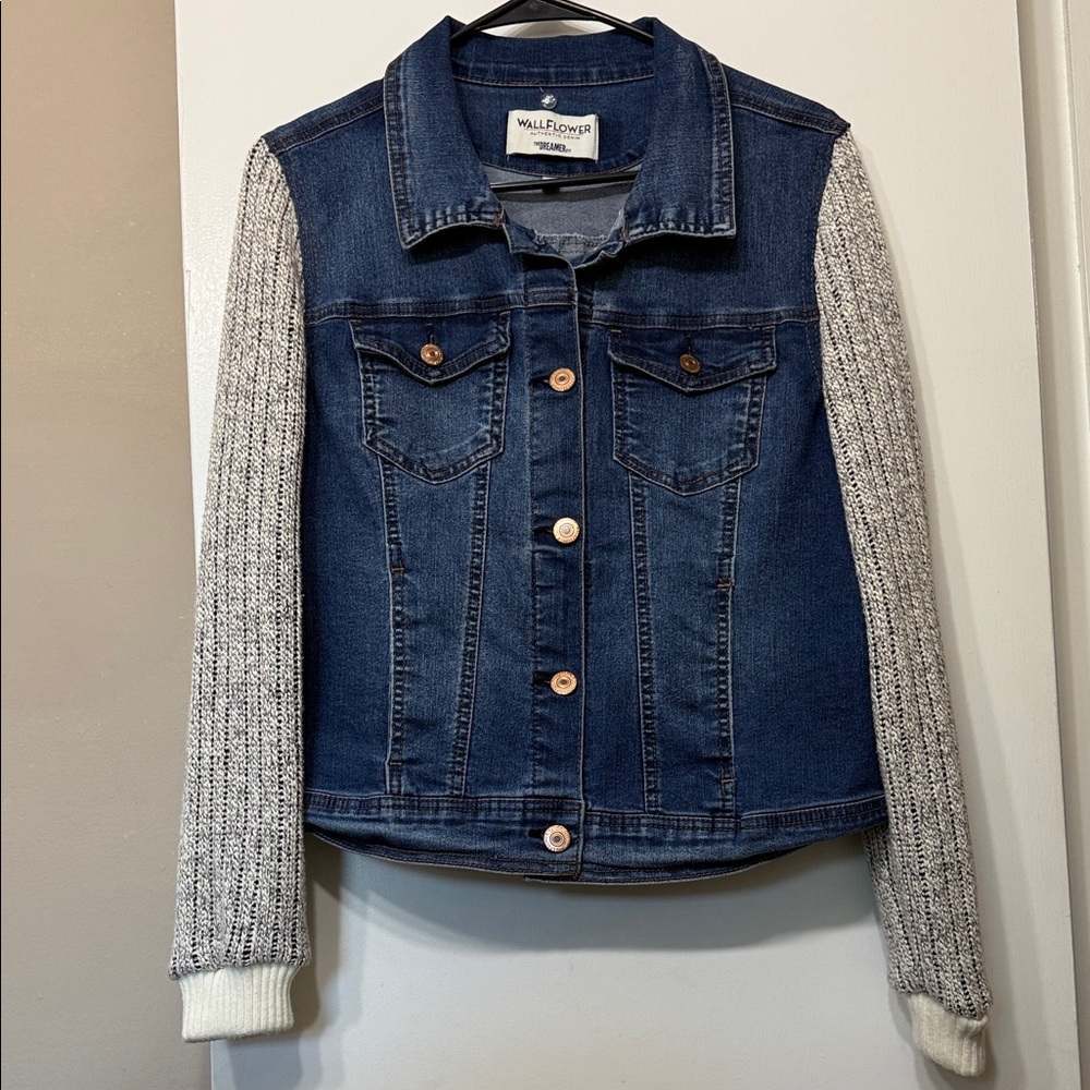Wallflower Blue Denim Jacket with Knit Sleeves